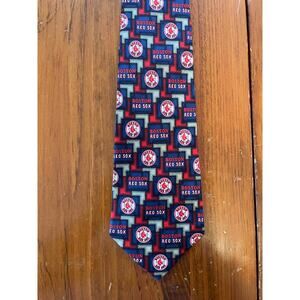 Eagles Wings All Silk Neck Tie Boston Red Sox Print Blue Red Sports Baseball
